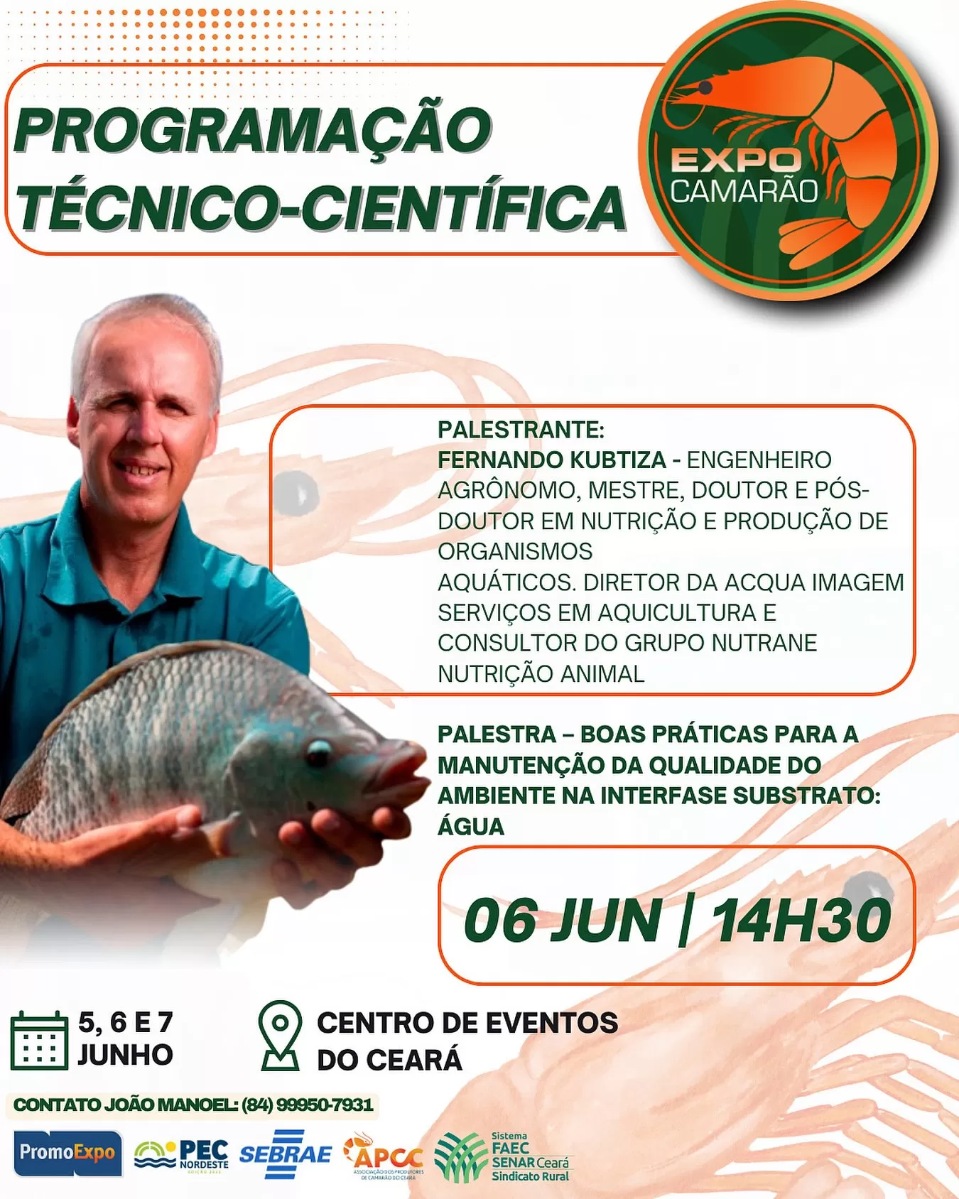 A programação técnico-científica da ExpoCamarão traz as maiores autoridades da aquicultura do Brasil e do Mundo!